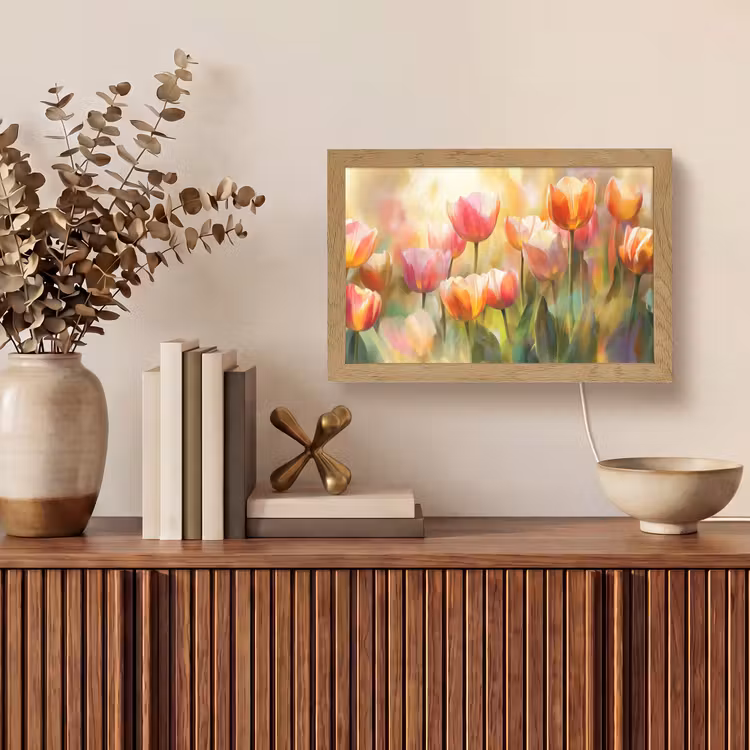 Tulpen - Sprookjesachtig - Kleurrijk Light Box met kabel (Tafellamp) klein -sfeer2