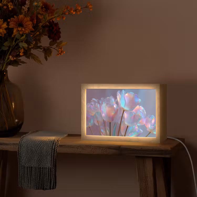 Tulpen - Glazen - Bloemblaadjes - Pasteltinten Light Box met kabel (Tafellamp) klein -sfeer4
