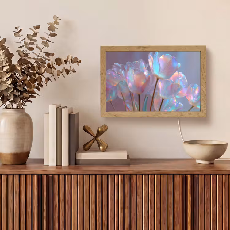 Tulpen - Glazen - Bloemblaadjes - Pasteltinten Light Box met kabel (Tafellamp) klein -sfeer2