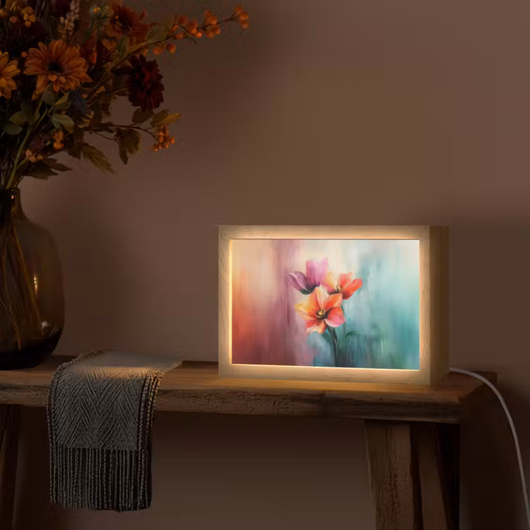 Tulpen - Lichtreflecties - Kleurverloop Light Box met kabel (Tafellamp) klein -sfeer4