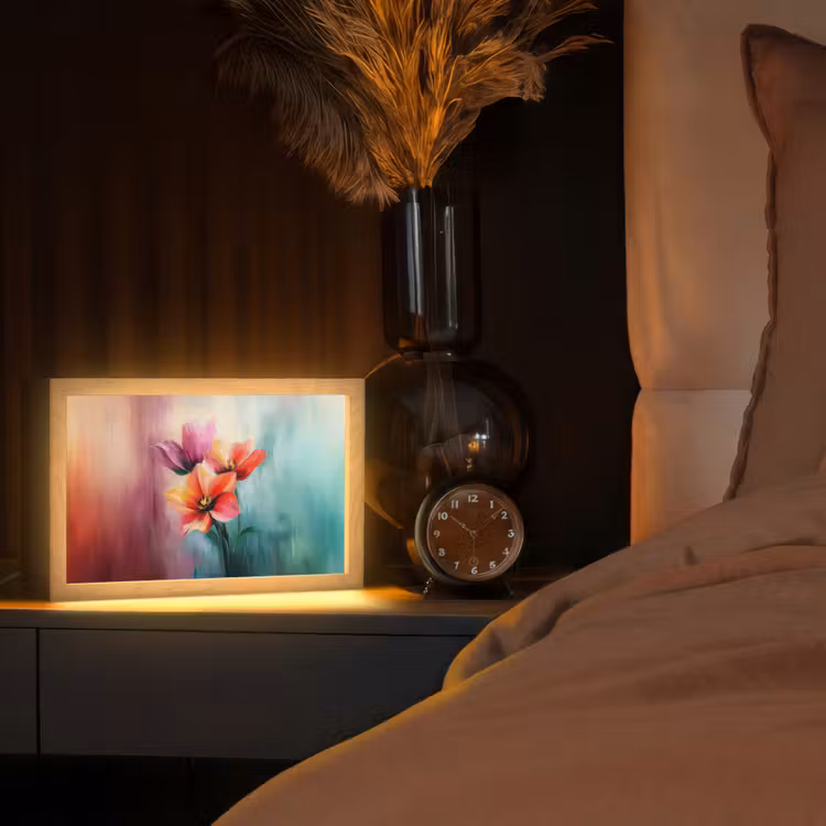 Tulpen - Lichtreflecties - Kleurverloop Light Box met kabel (Tafellamp) klein -sfeer1