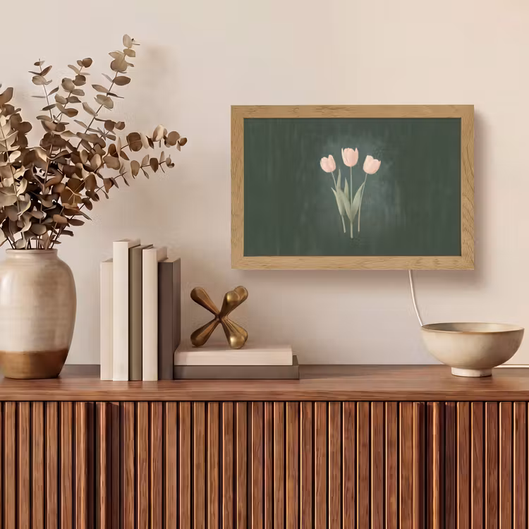 Tulpen - Liefde - Donkergroen Light Box met kabel (Tafellamp) klein -sfeer2