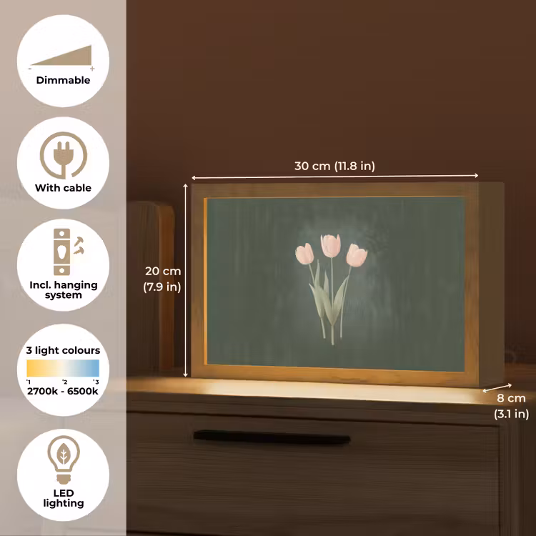 Tulpen - Liefde - Donkergroen Light Box met kabel (Tafellamp) klein -USP_EN