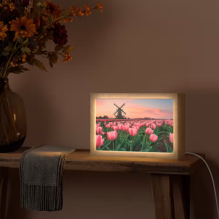 Tulpen - Molen - Nederland Light Box met kabel (Tafellamp) klein -sfeer4