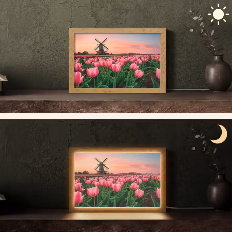 Tulpen - Molen - Nederland Light Box met kabel (Tafellamp) klein -sfeer3