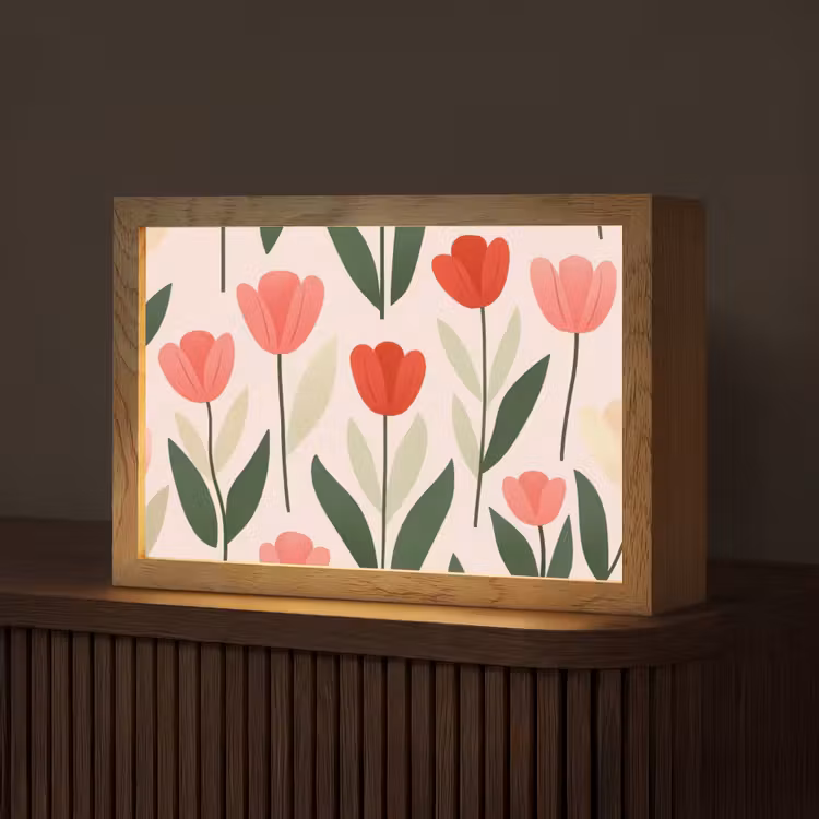 Tulpen - Modern - Roze Light Box met kabel (Tafellamp) klein -z3d_website