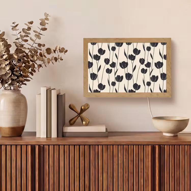 Tulpen - Patroon - Zwart Light Box met kabel (Tafellamp) klein 924 -sfeer2