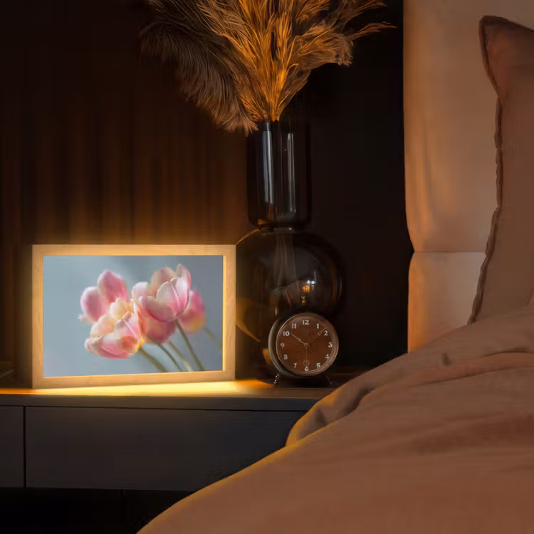 Tulpen - Roze - Stelen Light Box met kabel (Tafellamp) klein -sfeer1