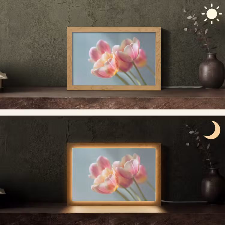Tulpen - Roze - Stelen Light Box met kabel (Tafellamp) klein -sfeer3