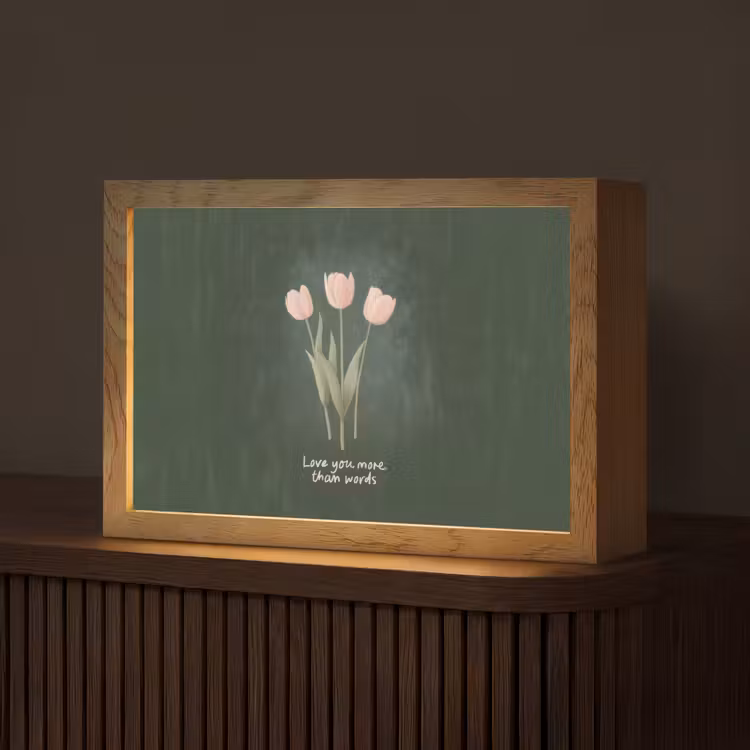 Tulpen - Roze - Tekst - Love Light Box met kabel (Tafellamp) klein -z3d_website
