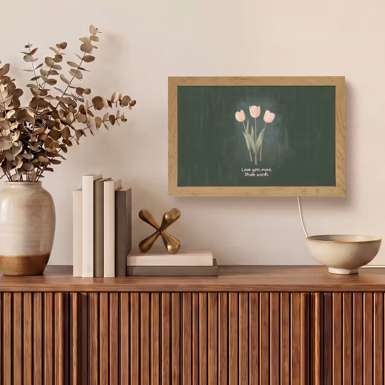 Tulpen - Roze - Tekst - Love Light Box met kabel (Tafellamp) klein -sfeer2
