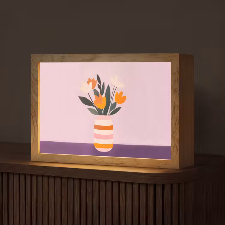 Tulpen - Vaas - Strepen - Paars Light Box met kabel (Tafellamp) klein -z3d_website