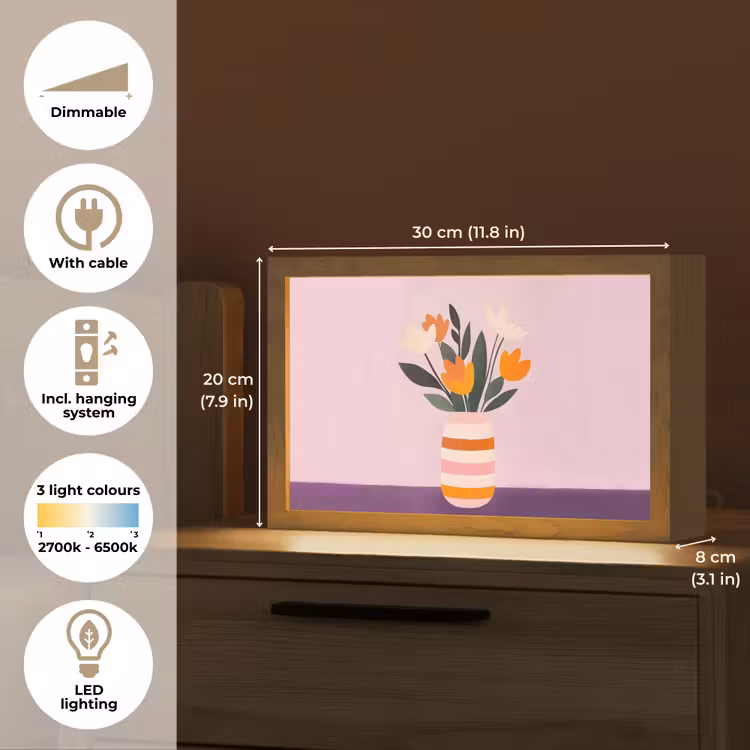 Tulpen - Vaas - Strepen - Paars Light Box met kabel (Tafellamp) klein -USP_EN