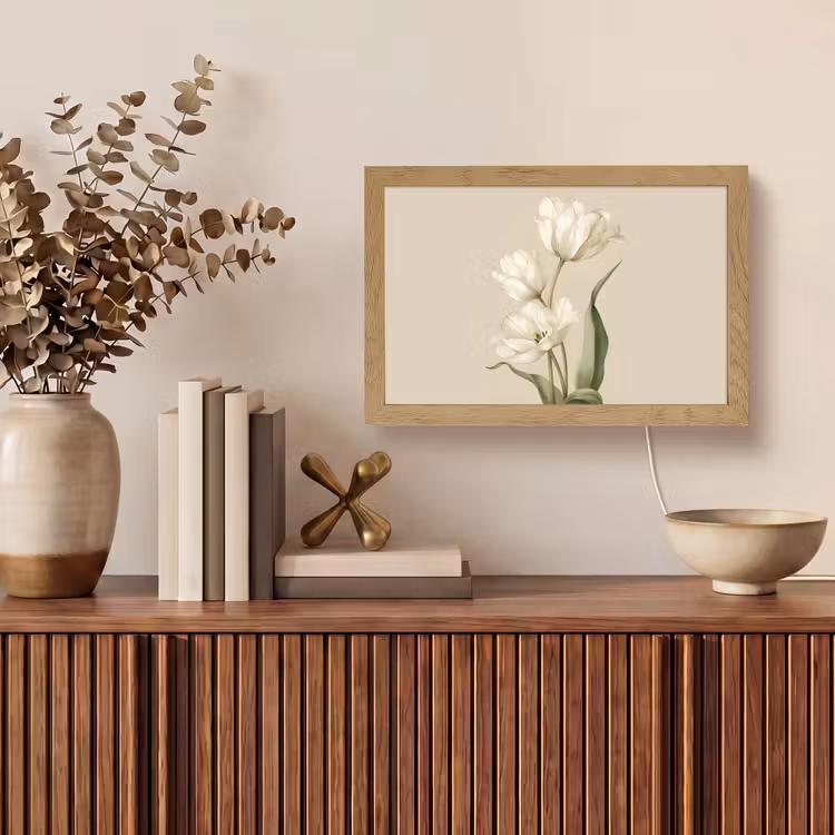 Tulpen - Wit - Bladeren Light Box met kabel (Tafellamp) klein -sfeer2
