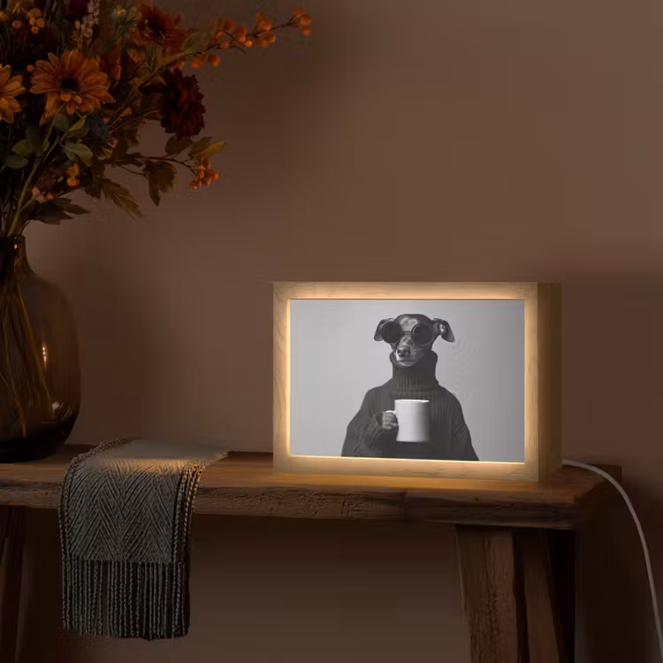 Coltrui - Hond - Bril - Mok Light Box met kabel (Tafellamp) klein -sfeer4