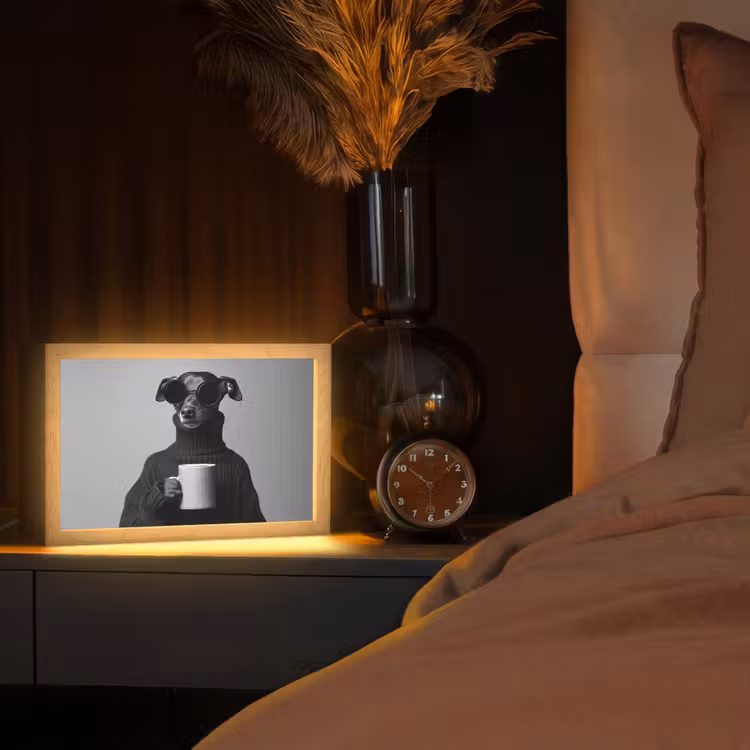 Coltrui - Hond - Bril - Mok Light Box met kabel (Tafellamp) klein -sfeer1