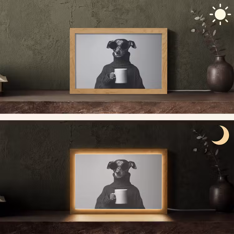Coltrui - Hond - Bril - Mok Light Box met kabel (Tafellamp) klein -sfeer3