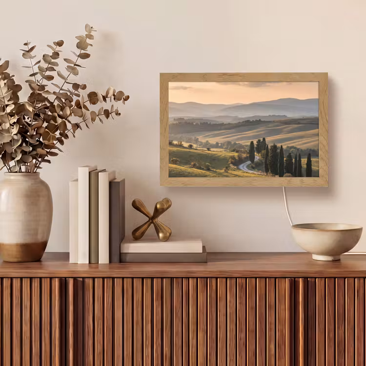Toscaans - Landschap - Heuvels Light Box met kabel (Tafellamp) klein -sfeer2