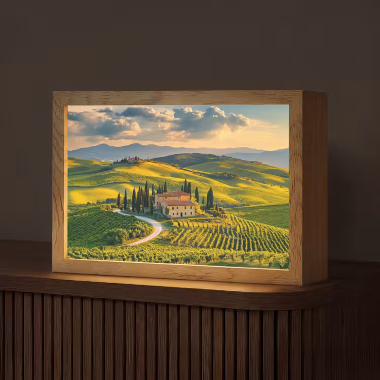 Toscane - Landschap - Wijngaarden Light Box met kabel (Tafellamp) klein -z3d_website