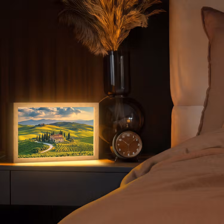 Toscane - Landschap - Wijngaarden Light Box met kabel (Tafellamp) klein -sfeer1