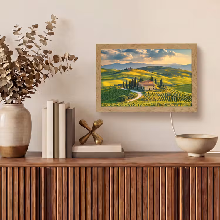 Toscane - Landschap - Wijngaarden Light Box met kabel (Tafellamp) klein -sfeer2