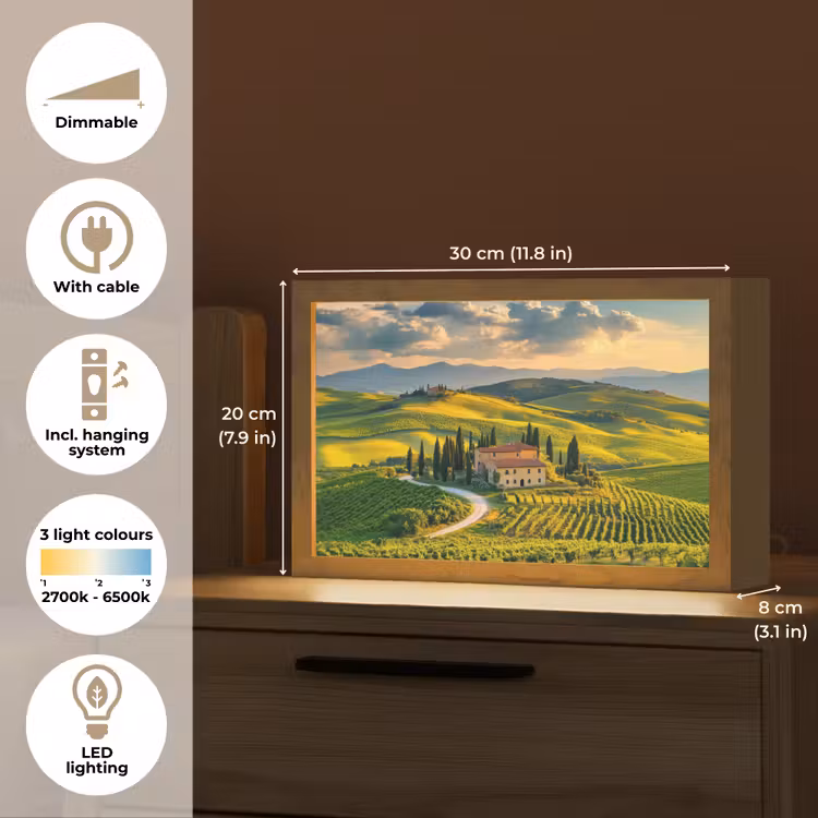 Toscane - Landschap - Wijngaarden Light Box met kabel (Tafellamp) klein -USP_EN