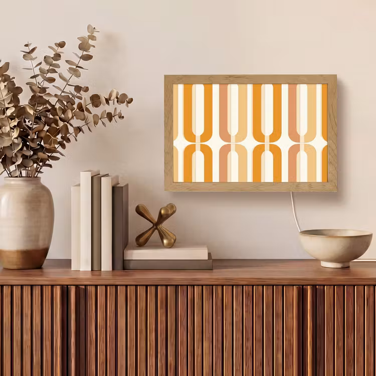 U-vorm - Retro - Oranje Light Box met kabel (Tafellamp) klein 924 -sfeer2