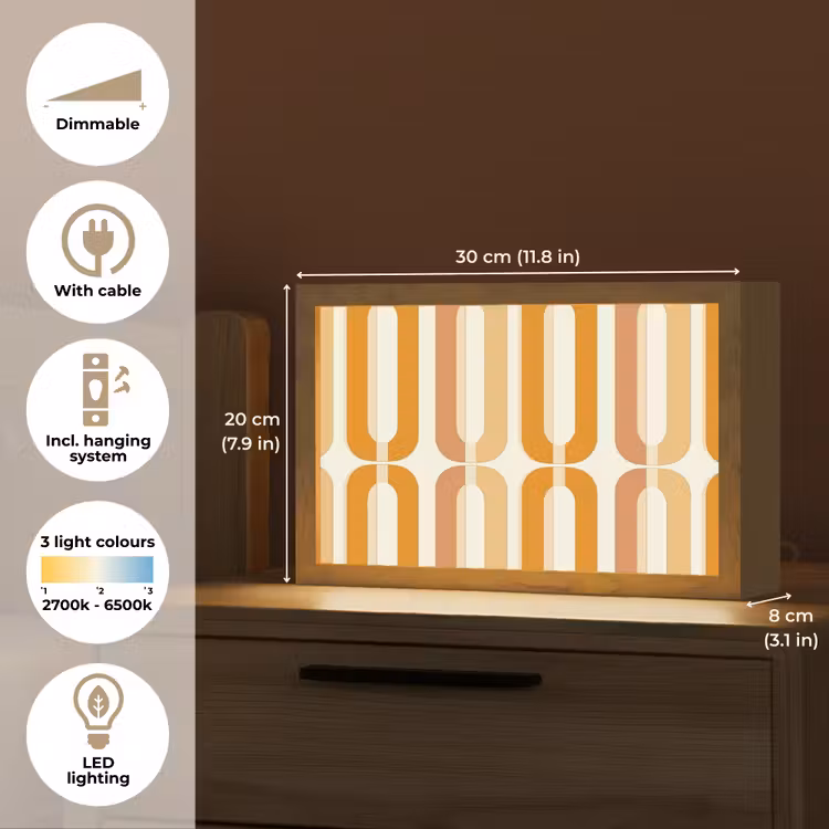 U-vorm - Retro - Oranje Light Box met kabel (Tafellamp) klein 924 -USP_EN