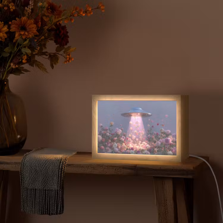 Ufo - Rozen - Pastelkleuren Light Box met kabel (Tafellamp) klein -sfeer4