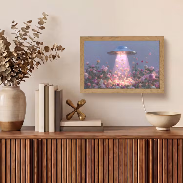 Ufo - Rozen - Pastelkleuren Light Box met kabel (Tafellamp) klein -sfeer2