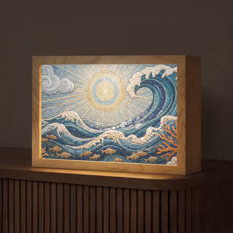 Onderwater - Koraal - Vis - Natuur - Kunst Light Box met kabel (Tafellamp) klein -z3d_website