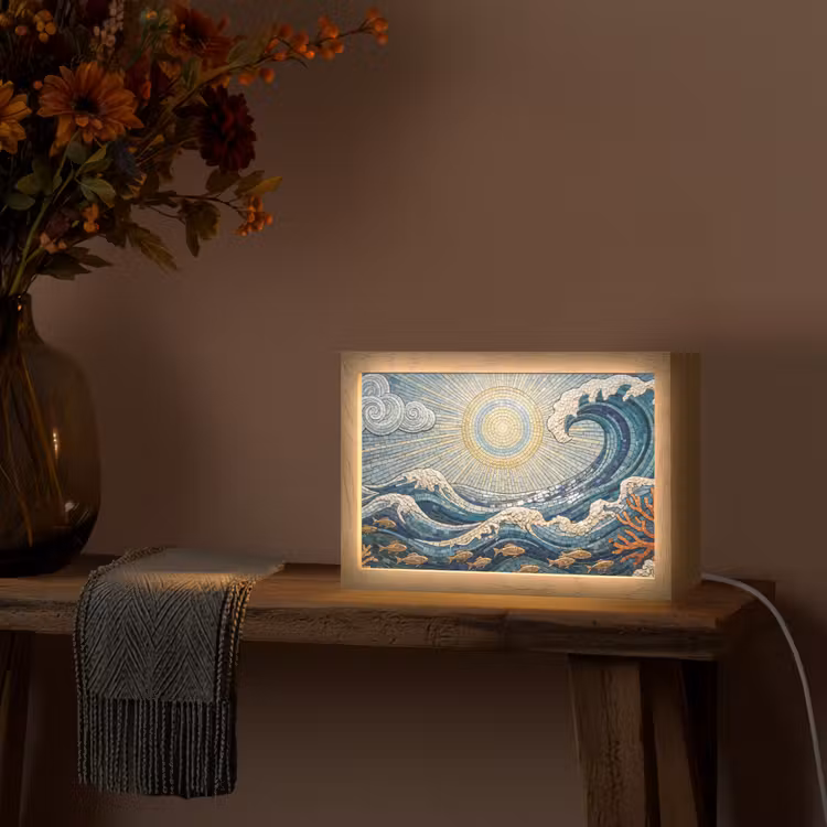 Onderwater - Koraal - Vis - Natuur - Kunst Light Box met kabel (Tafellamp) klein -sfeer4