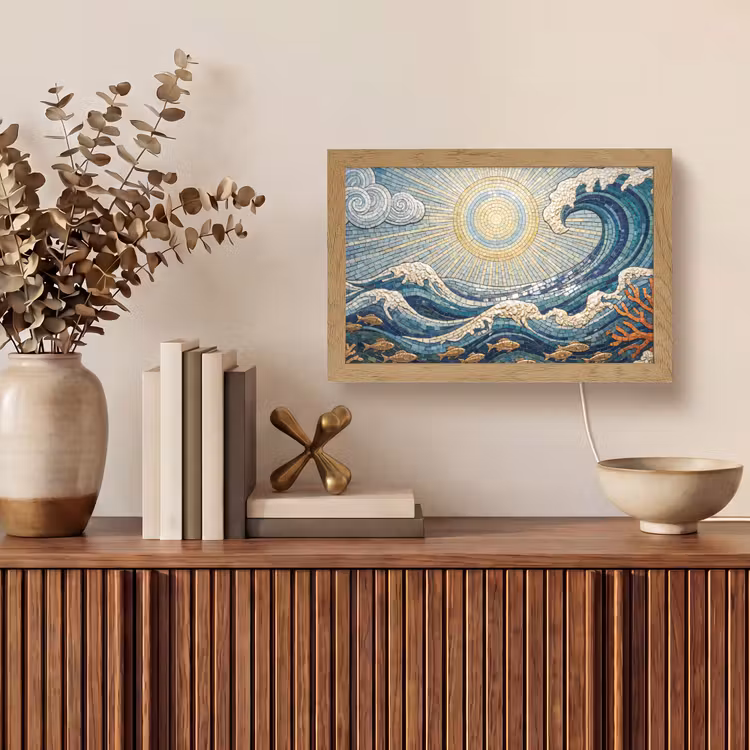 Onderwater - Koraal - Vis - Natuur - Kunst Light Box met kabel (Tafellamp) klein -sfeer2