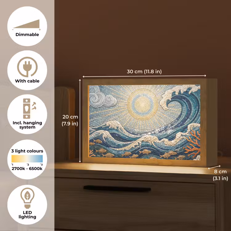 Onderwater - Koraal - Vis - Natuur - Kunst Light Box met kabel (Tafellamp) klein -USP_EN
