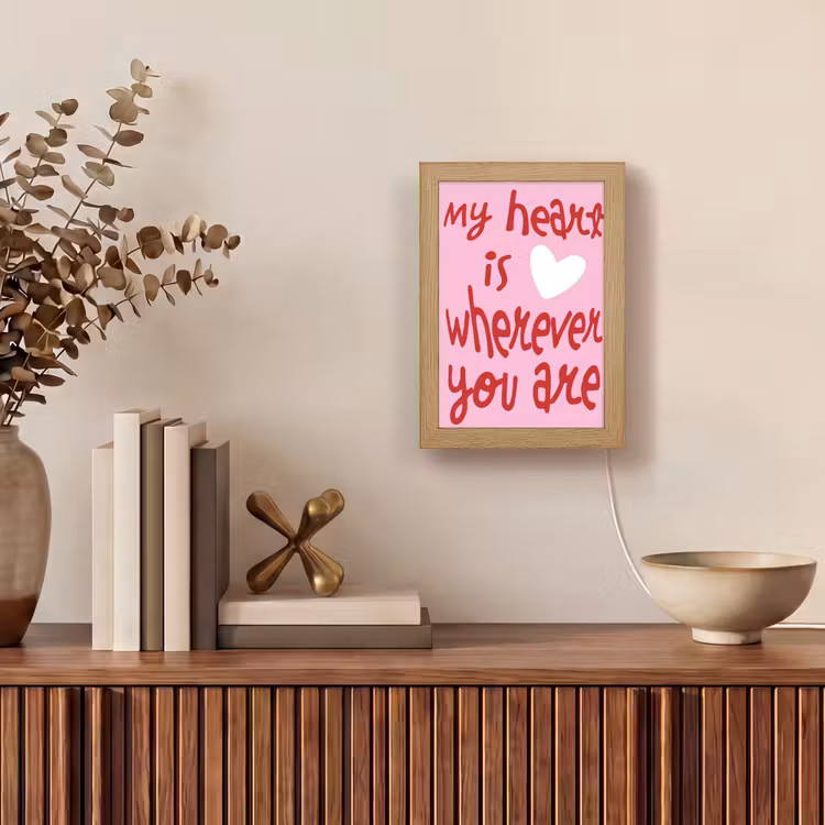 Valentijn - Hart - Liefde - Roze Light Box met kabel (Tafellamp) klein -sfeer2