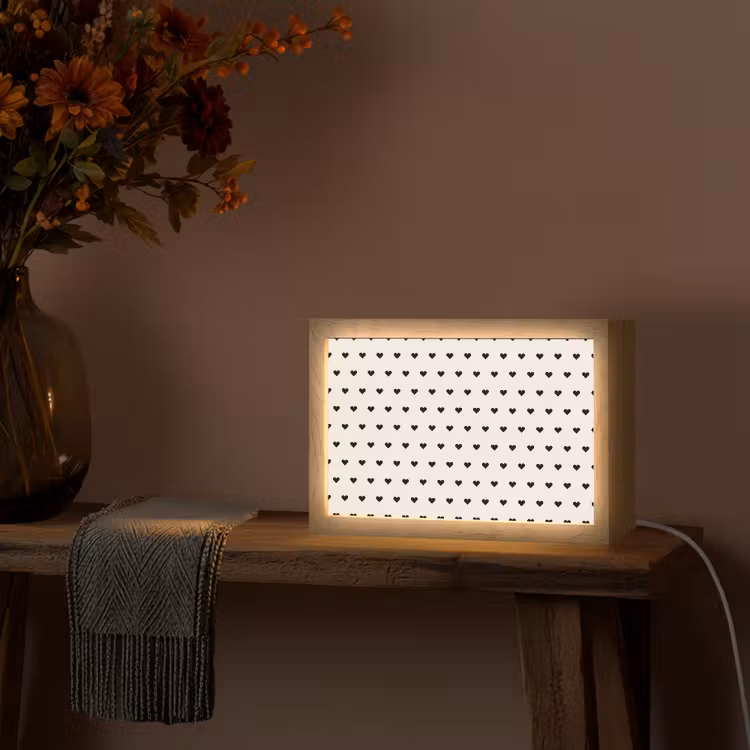 Valentijn - Hart - Wit - Zwart Light Box met kabel (Tafellamp) klein 924 -sfeer4