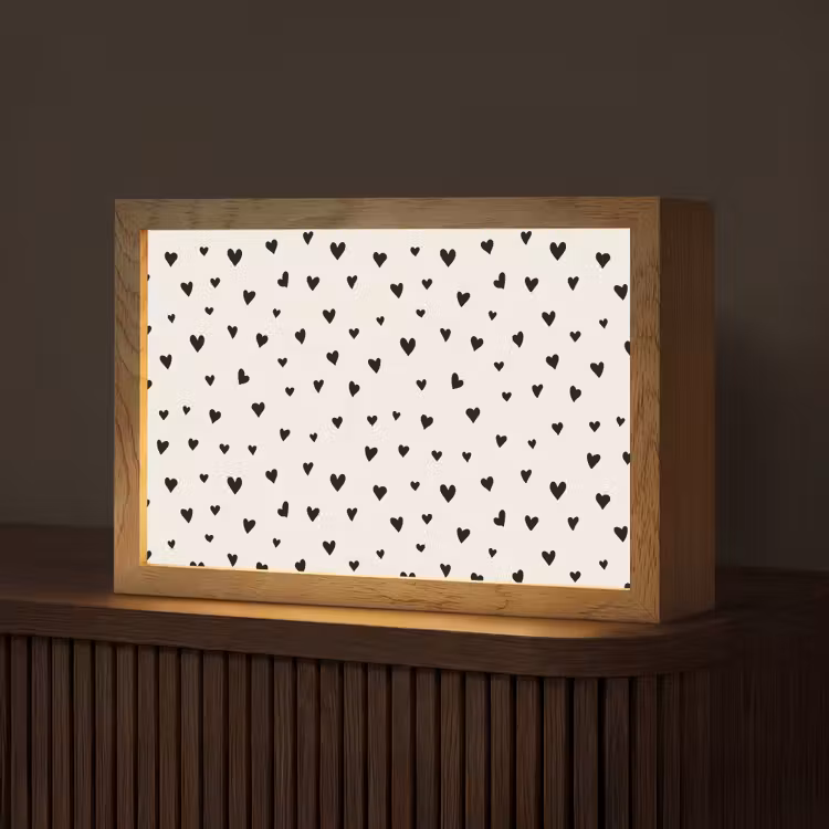 Valentijn - Harten - Zwart - Wit Light Box met kabel (Tafellamp) klein 924 -z3d_website