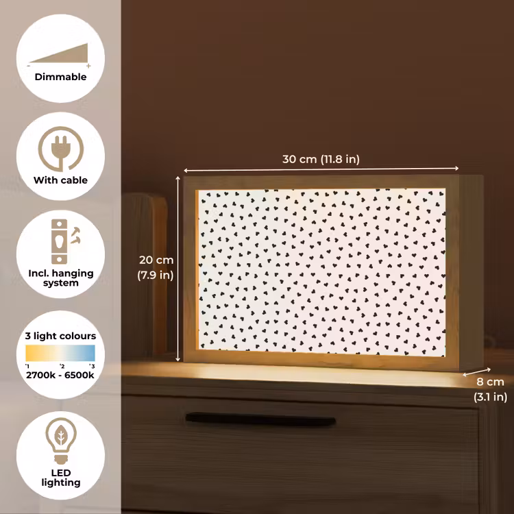 Valentijn - Liefde - Zwart - Wit Light Box met kabel (Tafellamp) klein 924 -USP_EN