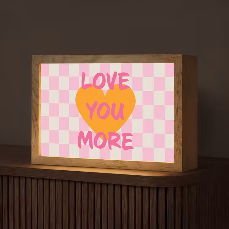 Valentijn - Love - Roze - Oranje Light Box met kabel (Tafellamp) klein -z3d_website