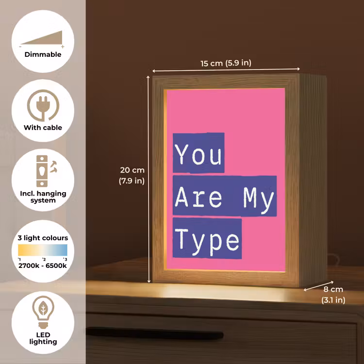 Valentijn - Tekst - Love Light Box met kabel (Tafellamp) klein -USP_EN