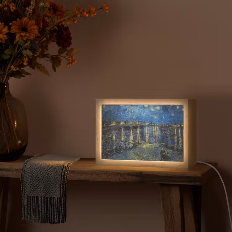 Van Gogh - Brug - Oude meesters Light Box met kabel (Tafellamp) klein -sfeer4
