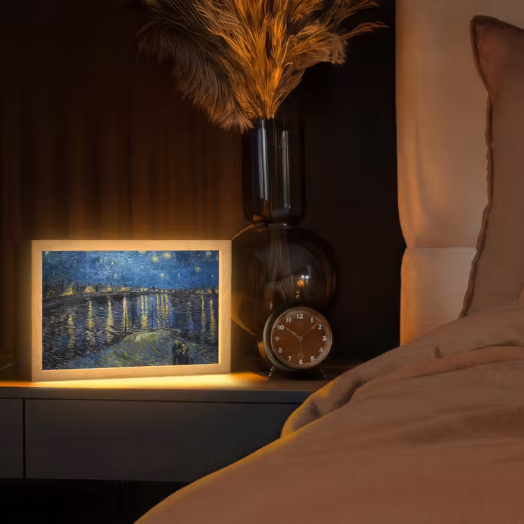 Van Gogh - Brug - Oude meesters Light Box met kabel (Tafellamp) klein -sfeer1