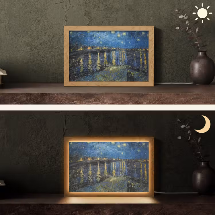 Van Gogh - Brug - Oude meesters Light Box met kabel (Tafellamp) klein -sfeer3