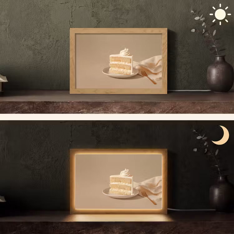 Vanilletaart - Cake - Romig Light Box met kabel (Tafellamp) klein -sfeer3