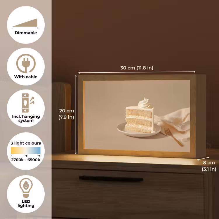 Vanilletaart - Cake - Romig Light Box met kabel (Tafellamp) klein -USP_EN