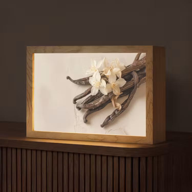 Vanille - Bloemen - Beige Light Box met kabel (Tafellamp) klein -z3d_website
