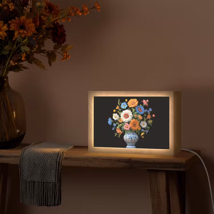 Vaas - Boeket - Bloemen - Kleur Light Box met kabel (Tafellamp) klein -sfeer4