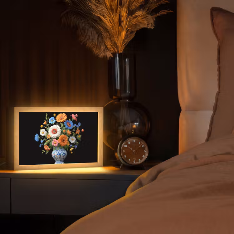 Vaas - Boeket - Bloemen - Kleur Light Box met kabel (Tafellamp) klein -sfeer1