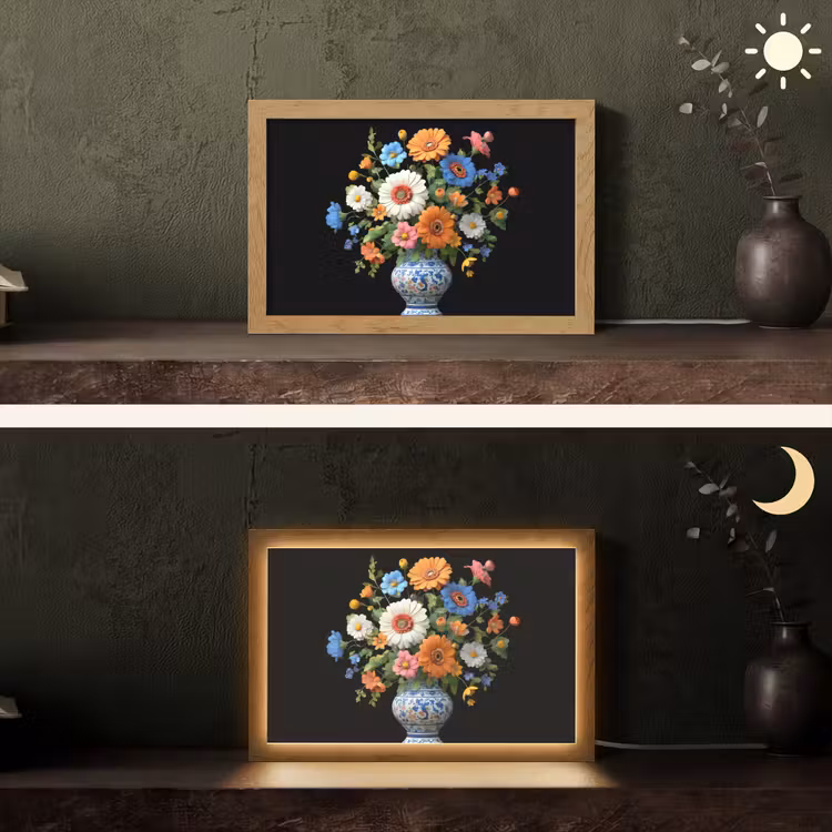 Vaas - Boeket - Bloemen - Kleur Light Box met kabel (Tafellamp) klein -sfeer3