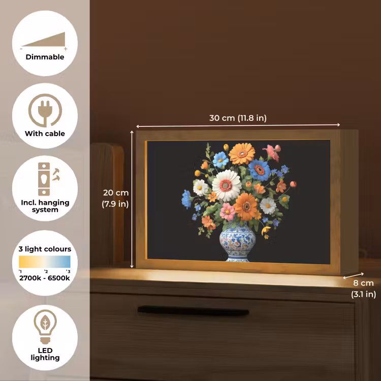Vaas - Boeket - Bloemen - Kleur Light Box met kabel (Tafellamp) klein -USP_EN